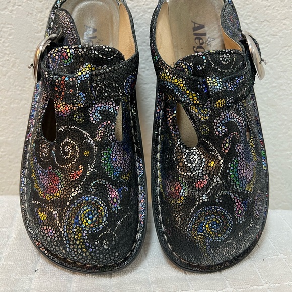 Alegria Women's Glitter Black Mules - Picture 2 of 6